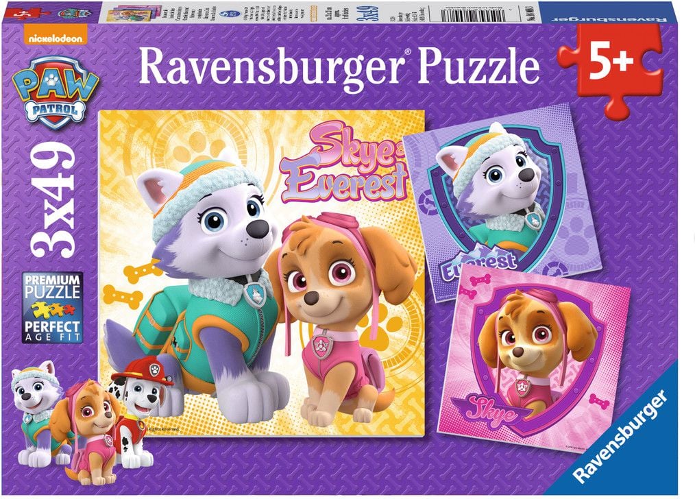 Puzzle Ravensburger - Patrula catelusilor, Skye si Everest, 3x49 piese