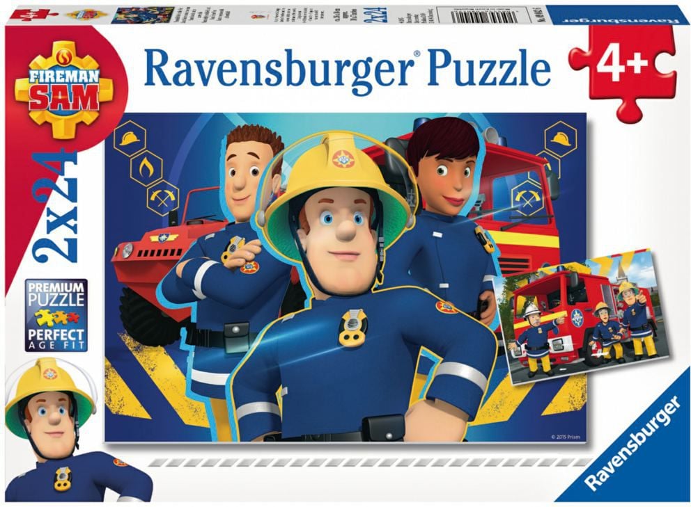 Puzzle Ravensburger - Pompierul Sam, 2 in 1, 2x24 piese