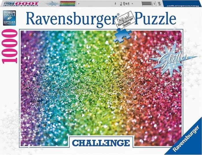 Puzzle Ravensburger - Provocare, Curcubeu cu sclipici, 1000 piese