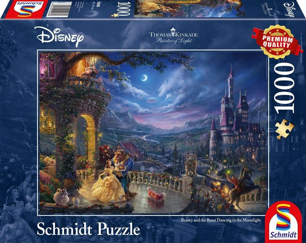 Puzzle Schmidt - Thomas Kinkade: Disney - Frumoasa si Bestia, Dansand la lumina lunii, 1000 piese