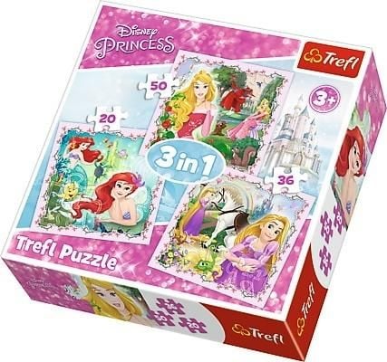 Puzzle Trefl 3 in 1, Disney Princess, 20/36/50 piese