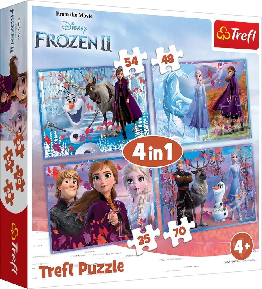 Puzzle Trefl 4 in 1, Frozen II, Calatorie catre necunoscut, 207 piese