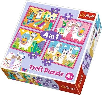 Puzzle Trefl 4 in 1, Lama in vacanta, 35/48/54/70 piese