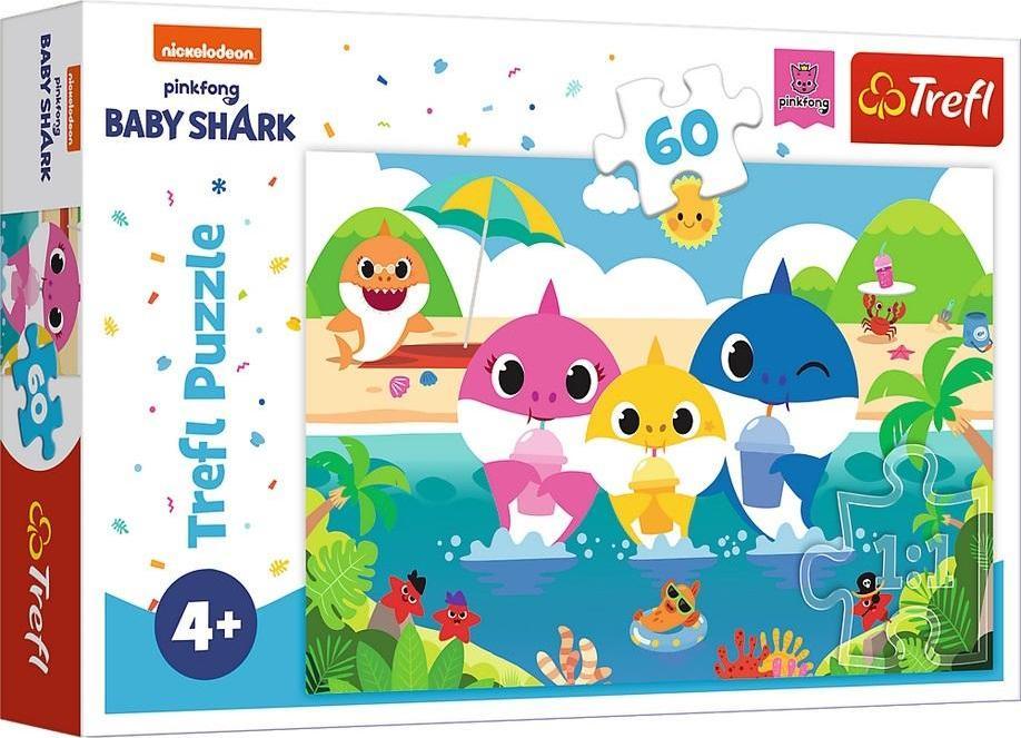 Puzzle Trefl - Baby Shark, Familia in vacanta, 60 piese