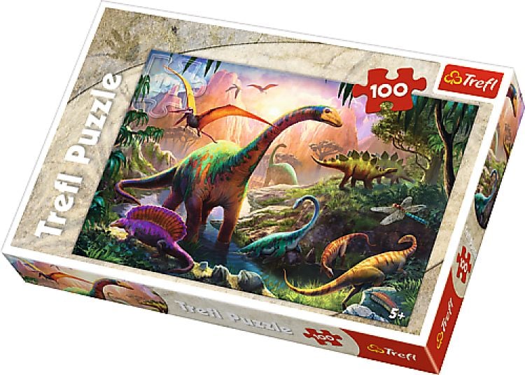 Puzzle Trefl, Pe taramul dinozaurilor, 100 piese