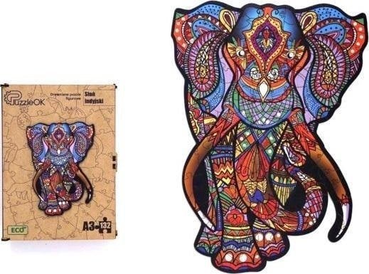 PuzzleOK Puzzle eco din lemn 132 elefant indian A3