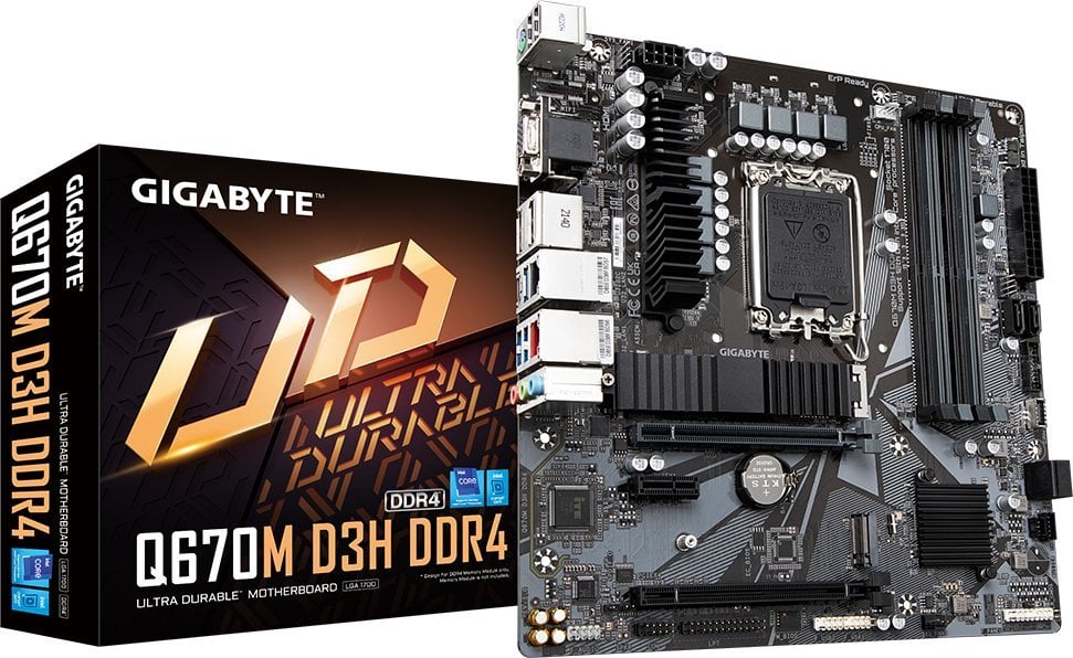 Placa de baza Gigabyte GIGABYTE MB Sc LGA1700 Q670M D3H DDR4, Intel Q670, 4xDDR4, 2xDP, 1xHDMI, 1xVGA