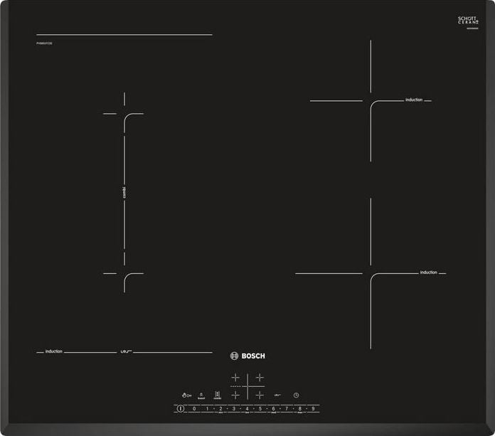 Plita incorporabila Bosch PVS651FC5E, inductie, 4 zone de gatit, Negru