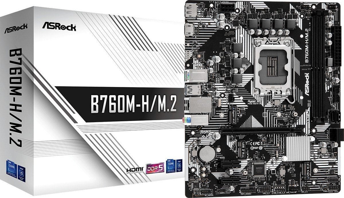Placa de baza ASRock B760M-H/M.2 s1700 placa de baza 2DDR5 DP/HDMI mATX