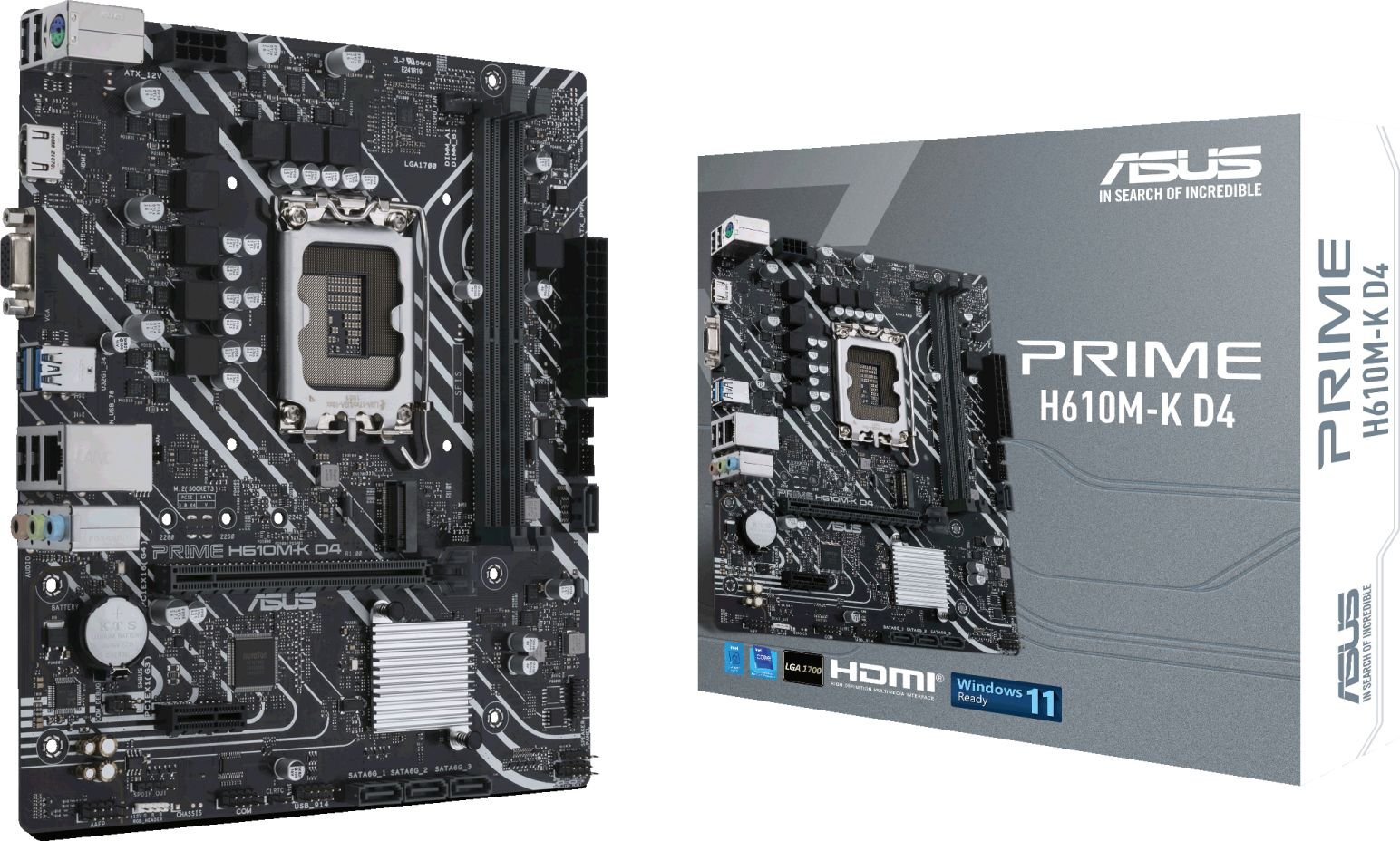 Placa de baza Asus PRIME H610M-K D4, Micro ATX , Intel H610, Socket 1700, DDR4, 2 sloturi
