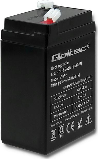 Accesorii UPS-uri - Acumulator pentru ups , Qoltec , AGM 6V 4.5Ah max 1.35A , negru