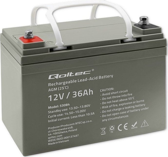 Accesorii UPS-uri - Qoltec Akumulator AGM | 12V | 36Ah | max. 540A