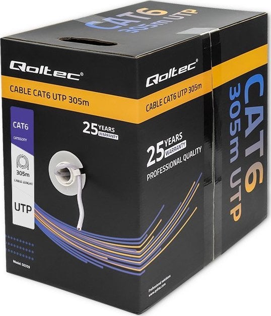 Qoltec Cablu de rețea Qoltec UTP pereche răsucită | CAT6 | 305m | PVC gri