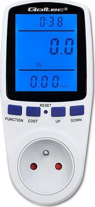 Qoltec Watomierz licznik zużycia energii PM0626 | 3680W | 16A | LCD