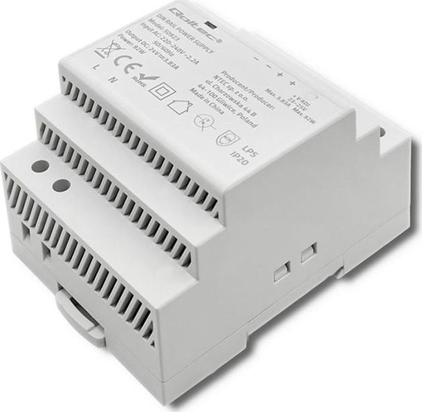 Qoltec Zasilacz na szynę DIN Qoltec | 92W | 24V | 3.83A | Szary