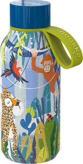 Quokka Quokka Solid Kids cu curea - Sticla termica din otel inoxidabil 330 ml cu curea (Jungle)