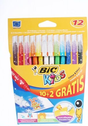 Radiere KIDS Color & Erase 10 + 2 culori BIC (159024)