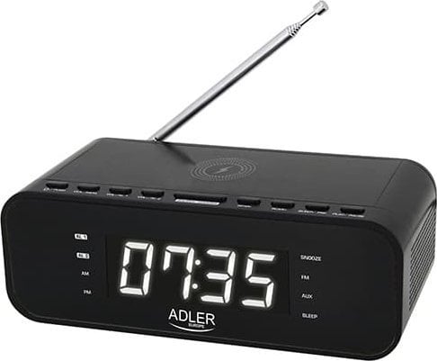 Radio cu ceas Adler AD 1192B Radio cu ceas cu alarmă cu încărcător wireless și fm