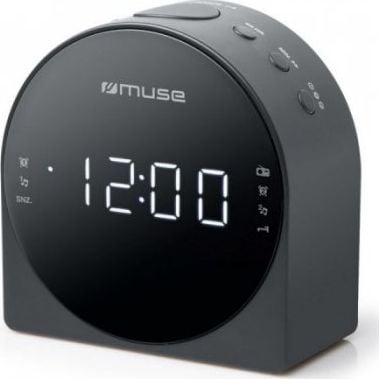 Radio cu ceas Muse M-185 CR, 2 alarme, radio PLL FM/MW, negru