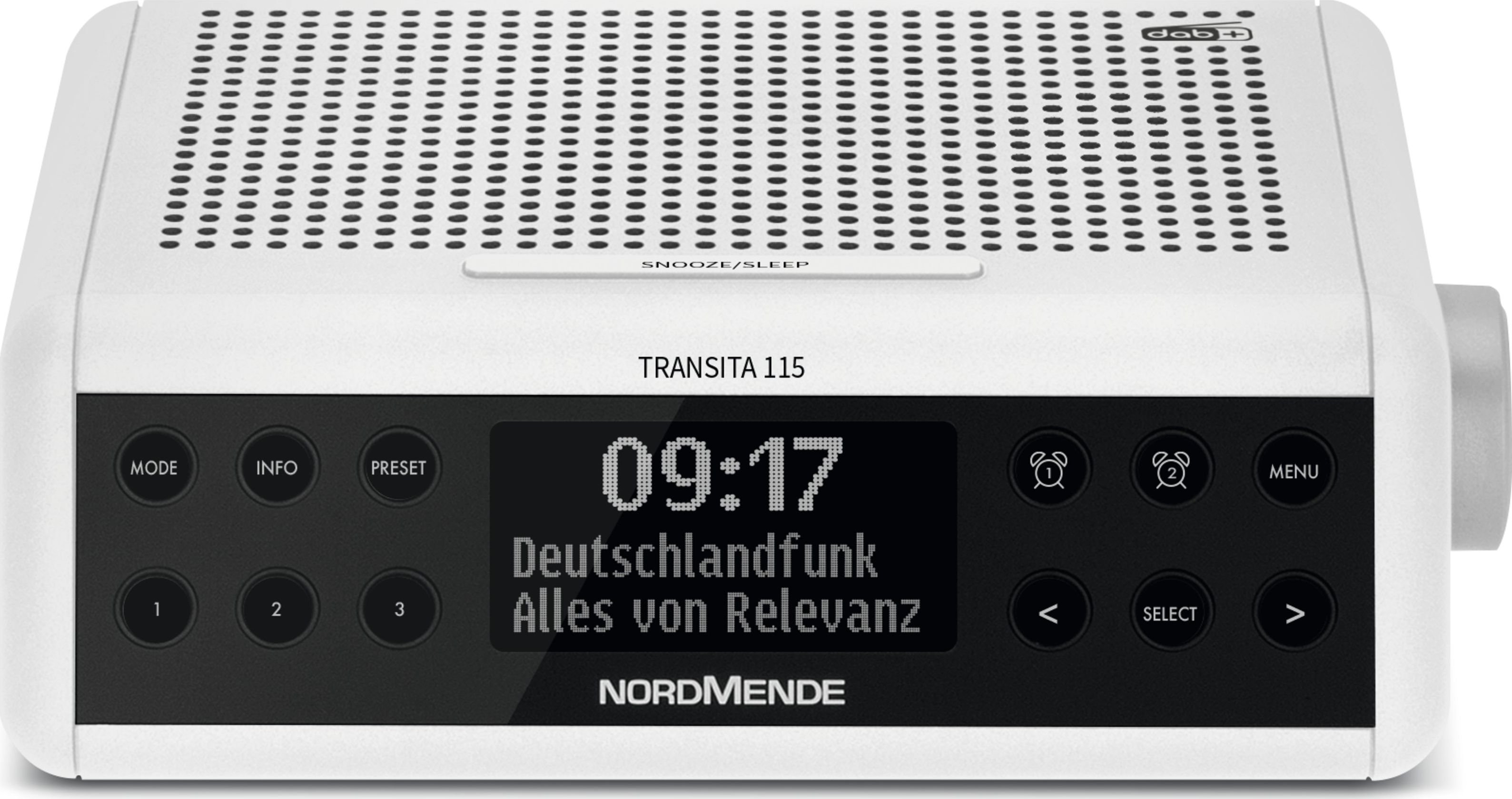 Radio cu ceas, Nordmende, TRANSITA 115, DAB + si FM, Display OLED, Functie snooze, 3 W, Alb