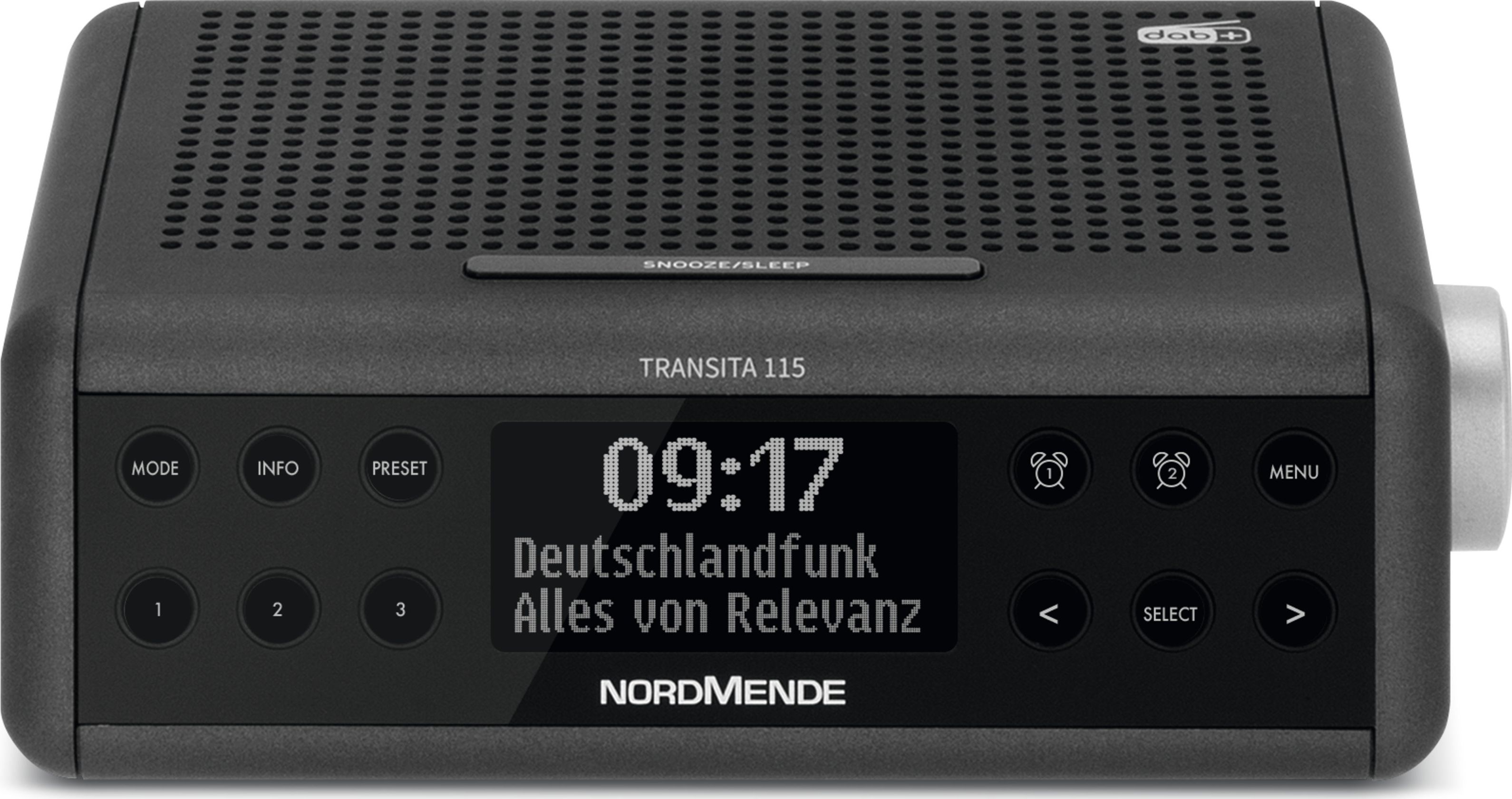 Radio cu ceas, Nordmende, TRANSITA 115, DAB + si FM, Display OLED, Functie snooze, 3 W, Negru