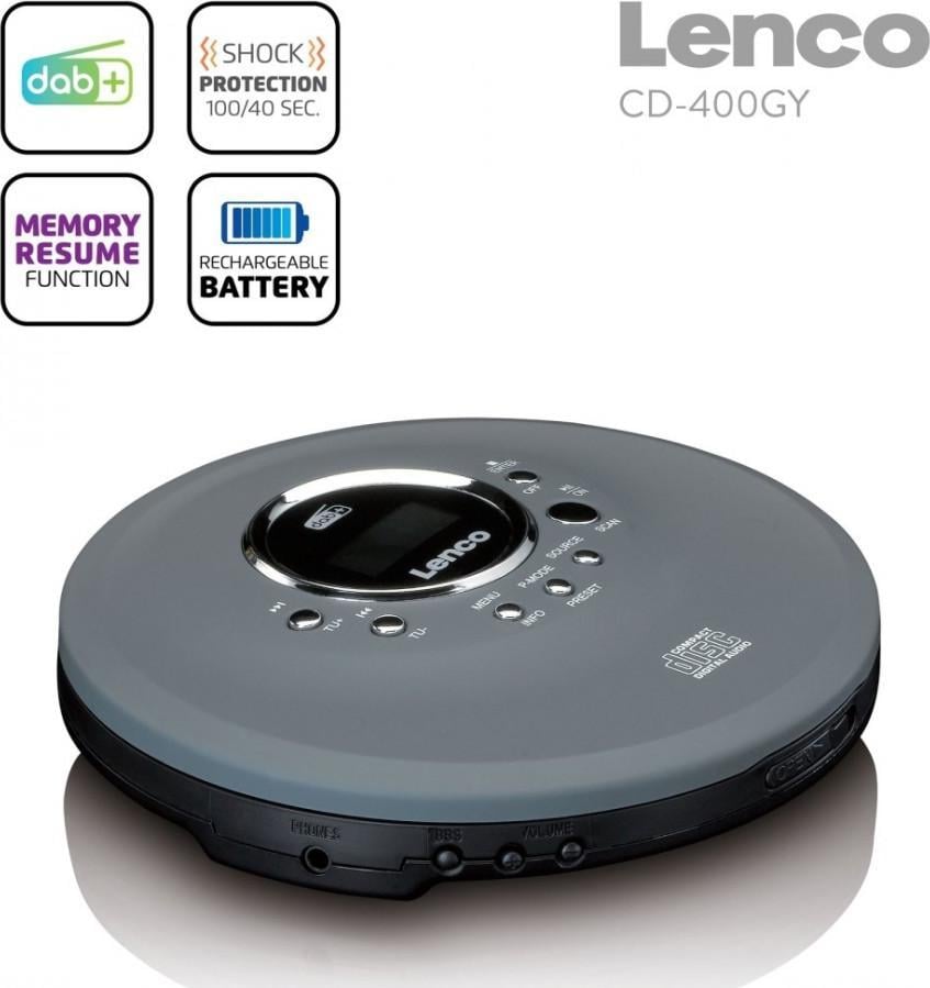 Radio Lenco Lenco CD-400GY - CD/MP3 discman și radio DAB+/FM