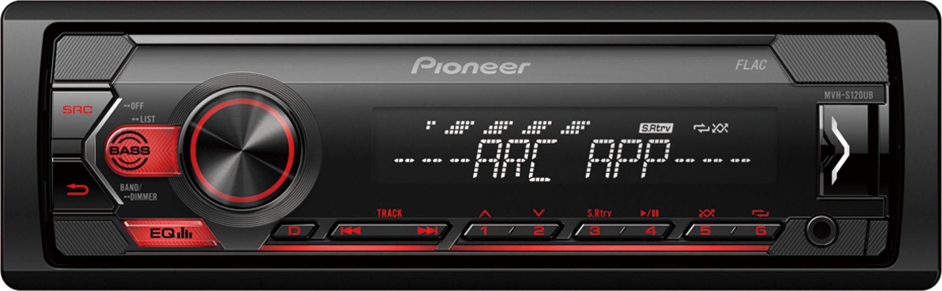 Radio, CD, DVD player auto - Radio MP3 auto Pioneer MVH-S120UB, 1DIN, 4x50W, USB, compatibil cu dispozitive Android, taste Rosu, display Alb