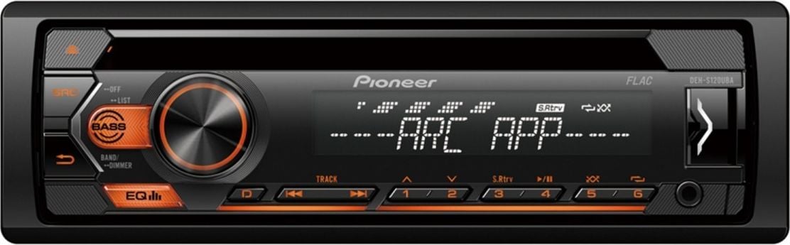 Radio, CD, DVD player auto - Radio MP3 auto Pioneer MVH-S120UBA, 1DIN, 4x50W, USB, compatibil cu dispozitive Android, taste Portocaliu, display Alb