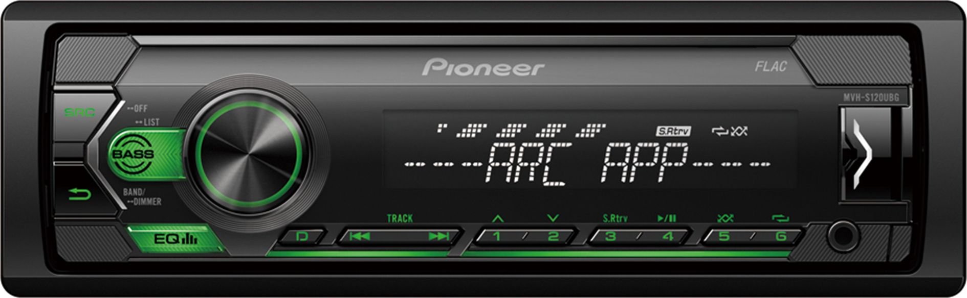 Radio, CD, DVD player auto - Radio MP3 auto Pioneer MVH-S120UBG, 1DIN, 4x50W, USB, compatibil cu dispozitive Android, taste Verde, display Alb
