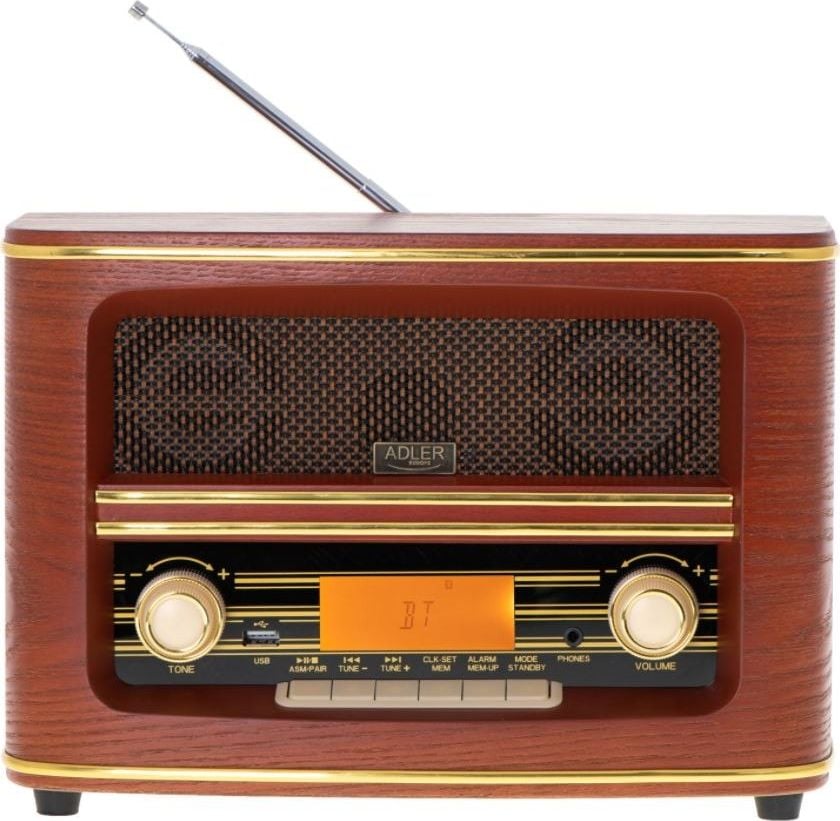 Radio retro Adler AD1187, Bluetooth, USB , Ecran LCD, Temporizator, Maro