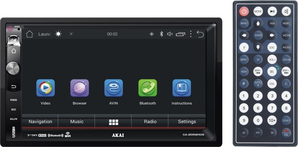 Multi-Media Player 2-DIN Akai CA-2DIN2405, 7`, Bluetooth, Android, USB, SD Card, GPS, telecomanda, 4x25W