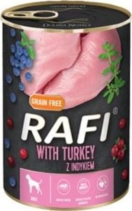 Pate pentru caini, Rafi, Carne de curcan, afine si merisoare, Adult, 400 g