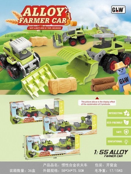 Ramiz Incarcator agricol pentru copii 1:55 Tractor cu rotatie + Semiremorca cu pulverizator de livezi