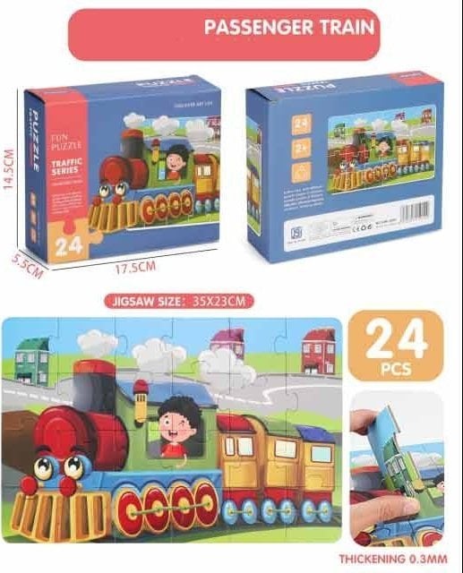 Ramiz Puzzle mari pentru copii 2+ Jigsaw puzzle Jucărie logică 24 el. Locomotiva cu sofer