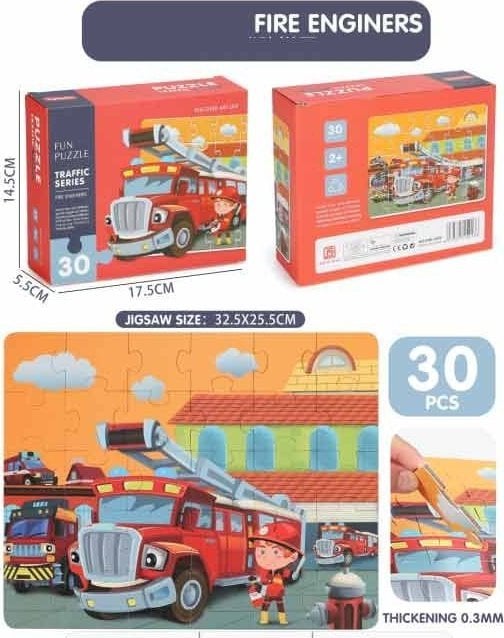 Ramiz Puzzle mari pentru copii 2+ Jigsaw Puzzle Logic Toy 30 el. detașament de pompieri