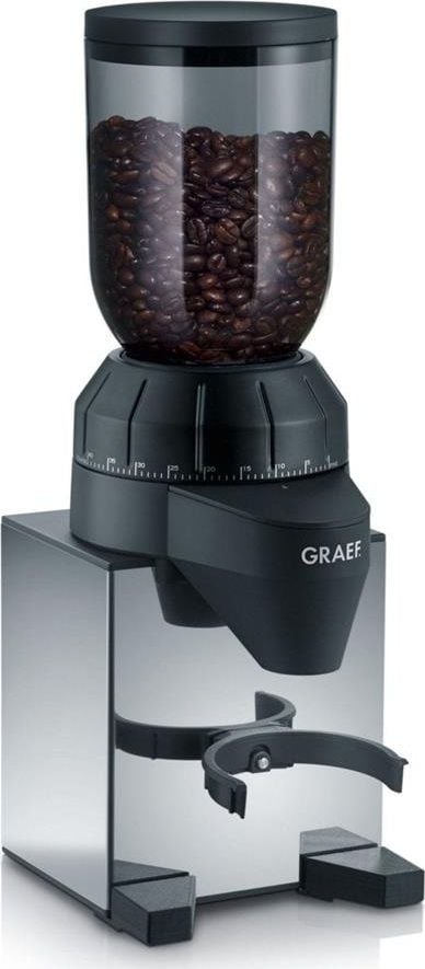 Rasnite - Rasnita profesionala automata de cafea Graef, CM820, 40 de grade de macinare, reglabila, motor cu viteza lenta pentru pastrarea aromelor, recipient detasabil capacitate 250g, argintiu