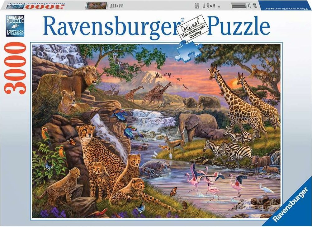 Puzzle Ravensburger - Animale salbatice la rau, 3000 piese