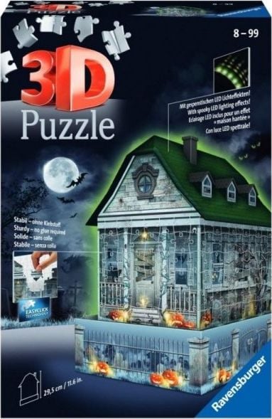 Puzzle 3D Ravensburger, Haunted house glowing in the dark, Plastic, 216 piese, Multicolor