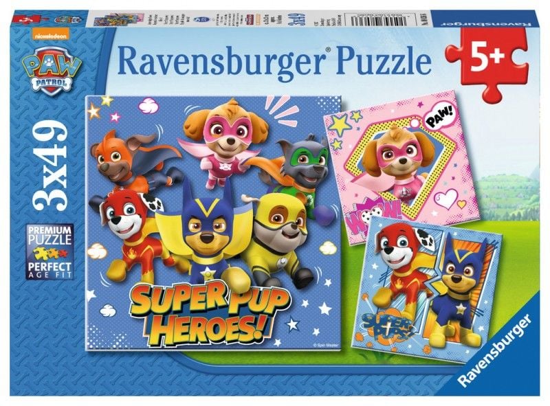 Puzzle Ravensburger - Patrula catelusilor, 3 in 1, 3x49 piese