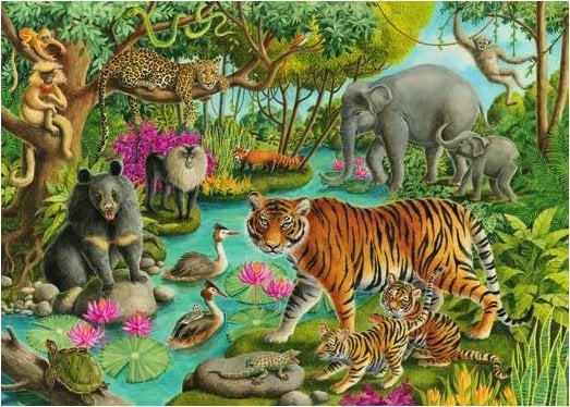 Ravensburger Puzzle 60el Animale din India. Animals of India 051632 Ravensburger