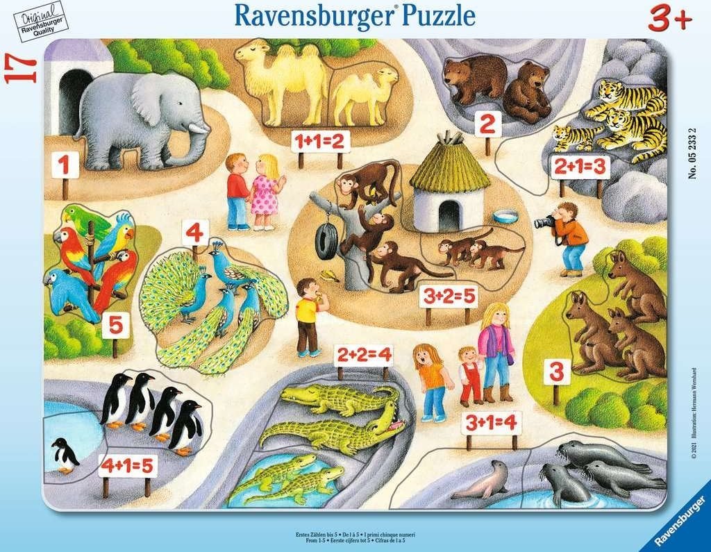 Ravensburger Ravensburger Puzzle pentru copii numărând mai întâi până la 5 (17 piese, puzzle cu cadru)