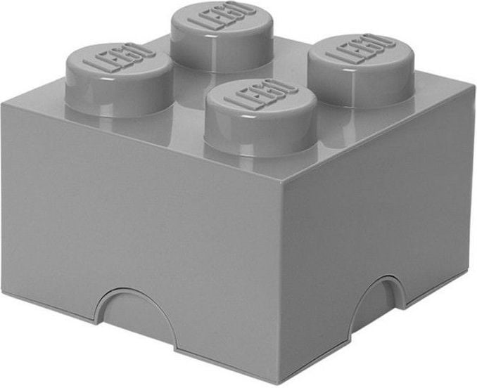 Recipient depozitare Pojemnik klocek LEGO® z 4 wypustkami (Medium Stone Grey)