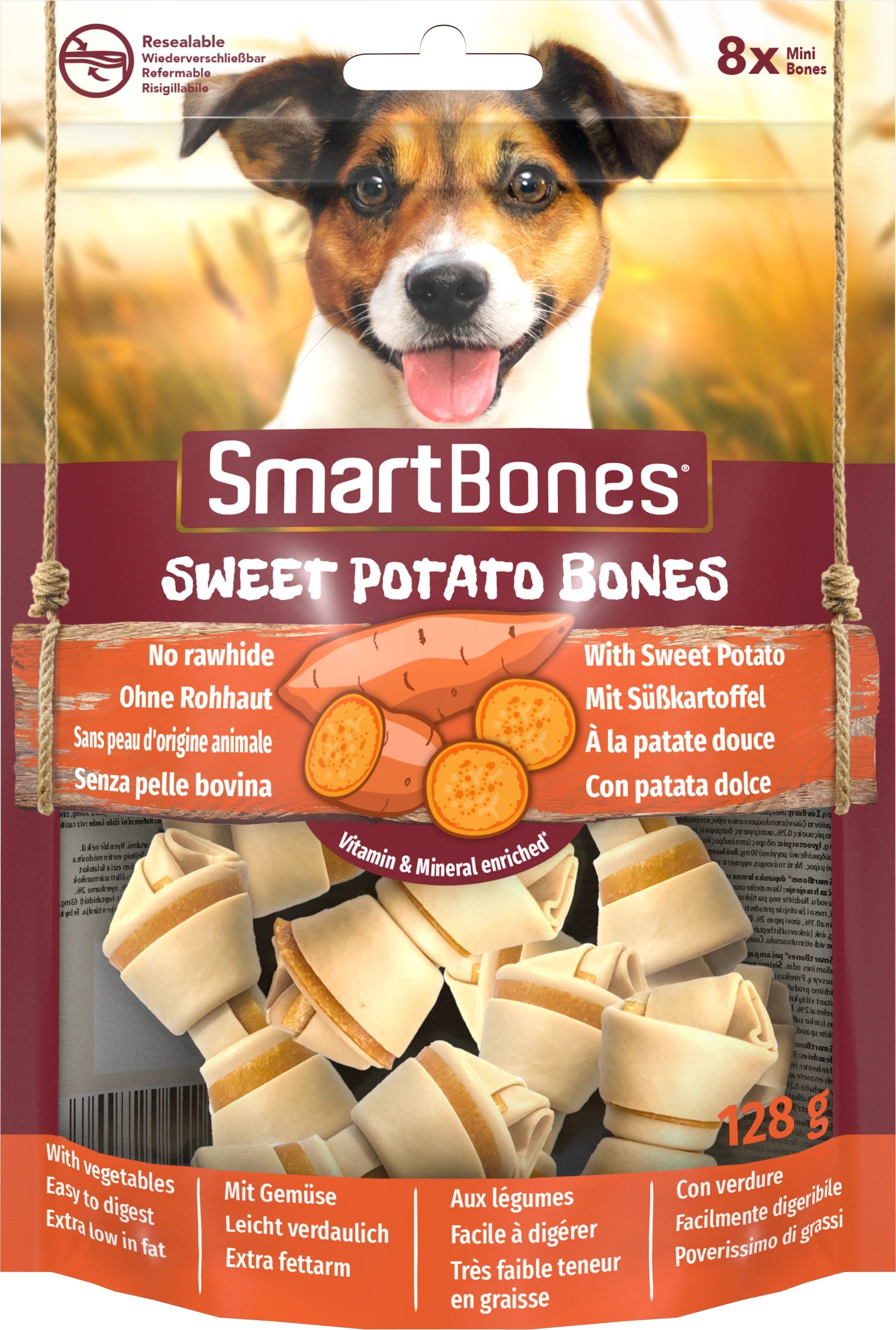 Recompese pentru caini SmartBones, SweetPotato Mini, 8 buc