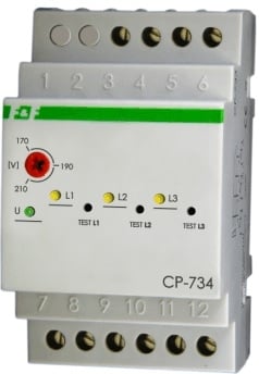 Releu de control de tensiune 3x cu trei faze (50-450V) N + 3Z 8A 170-210V AC CP-734