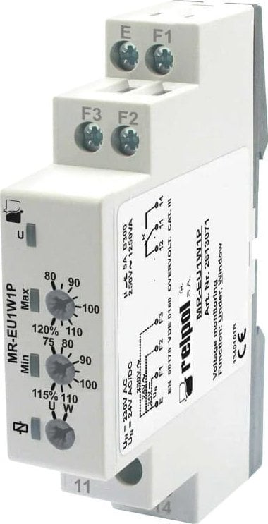Releu de monitorizare a tensiunii Relpol 1P 24V AC/DC, 230V AC monofazat MR-EU1W1P 2613071