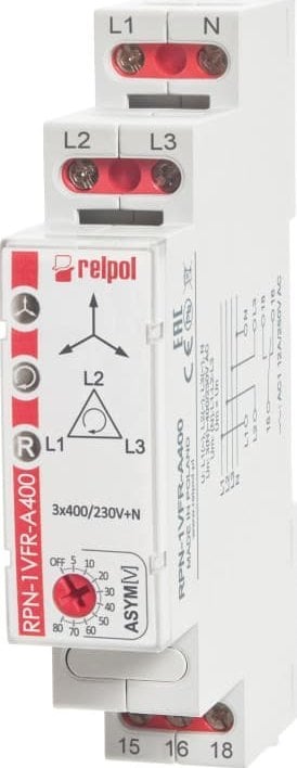Releu de monitorizare Relpol trifazat 1P 3(N)400/230V AC 50/60 Hz RPN-1VFR-A400 864373
