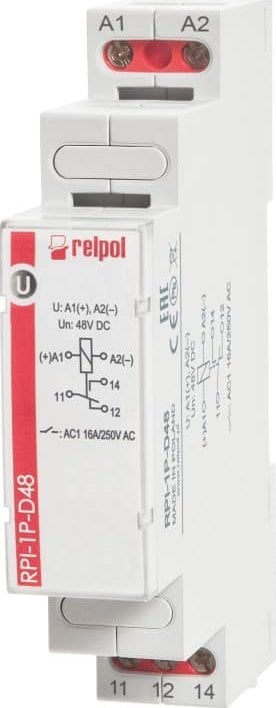 Releu electromagnetic 1P 16A 48VDC AgSnO2 RPI-1P-D48 863357