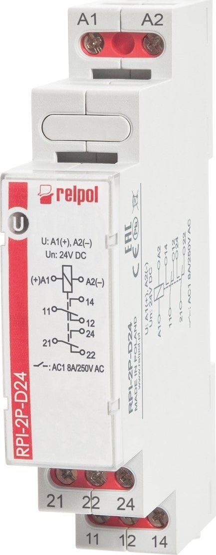 Releu electromagnetic Relpol 3P AgSnO2 12-240V AC/DC 50/60Hz 8A RPI-3P-UNI 863514