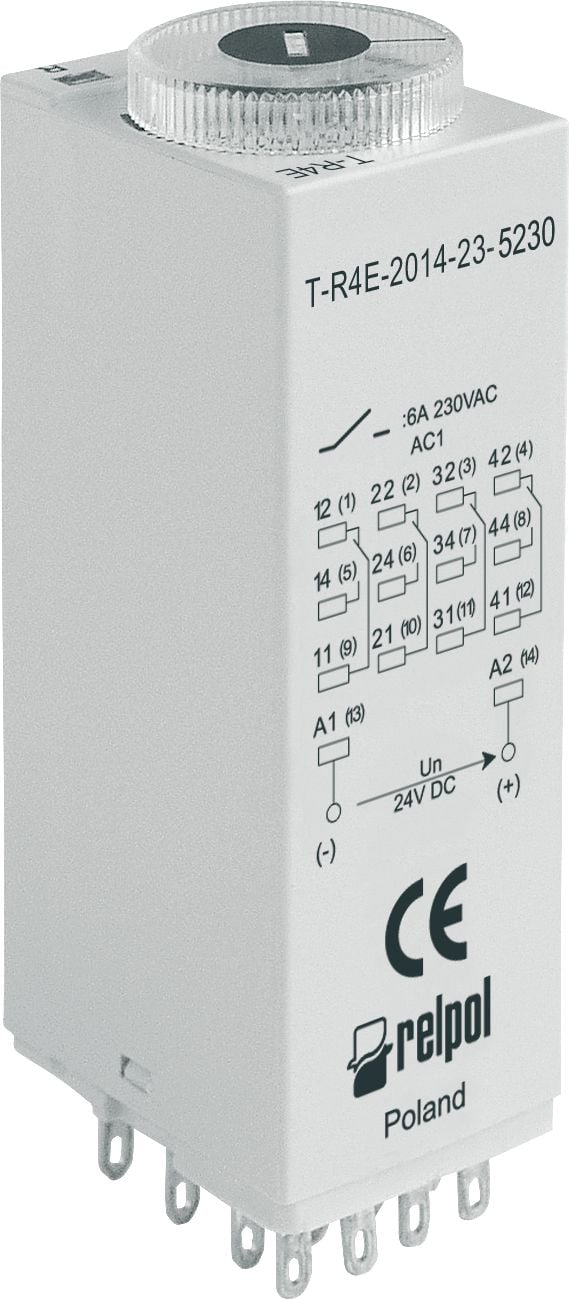 releu de timp T-4E-1 sec 2014-23-5230 4P 6A - 100h întrerupătoare întârziere 230V AC (854016)