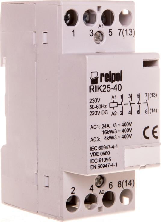 Contactor modular Relpol 25A 4NO 0R 230V AC/DC RIK25-40-230 2608213